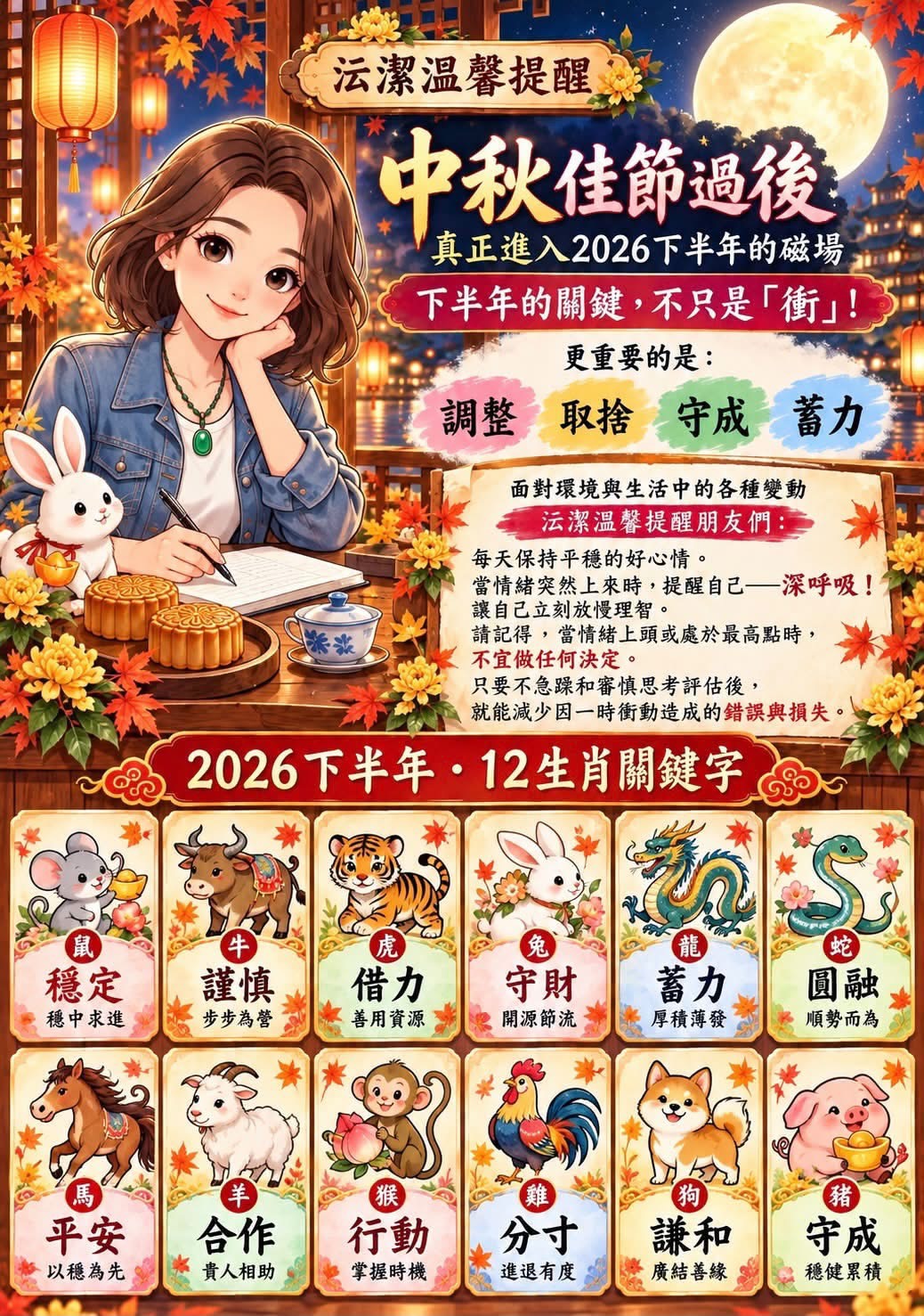 中秋佳節過後，真正進入2026下半年磁場！李沄潔老師開運提醒（2026年10月～12月）