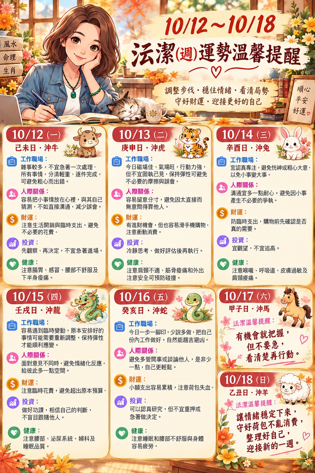 2026年10月12日至18日每日運勢溫馨提醒｜李沄潔老師週運勢
